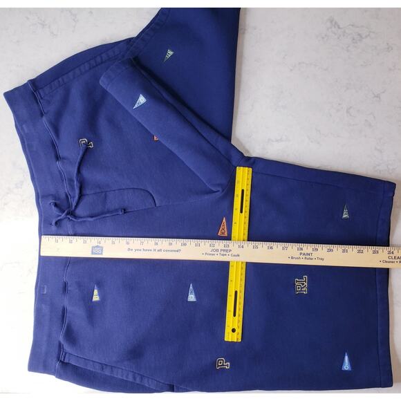 POLO Ralph Lauren Shorts All Over Embroidered Nautical Flags Blue Men's Size 2LT - Picture 8 of 10